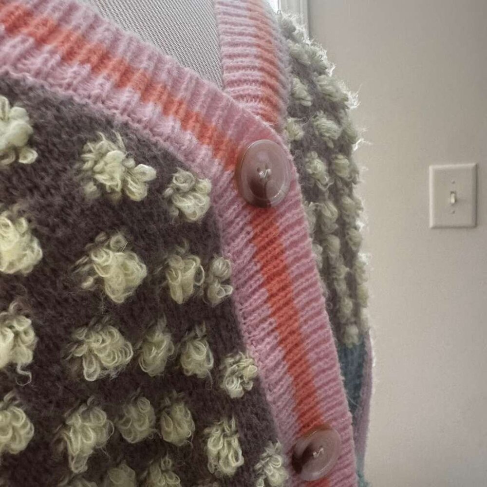 Colorful Patchwork Cardigan Sweater size L - Picture 5 of 9